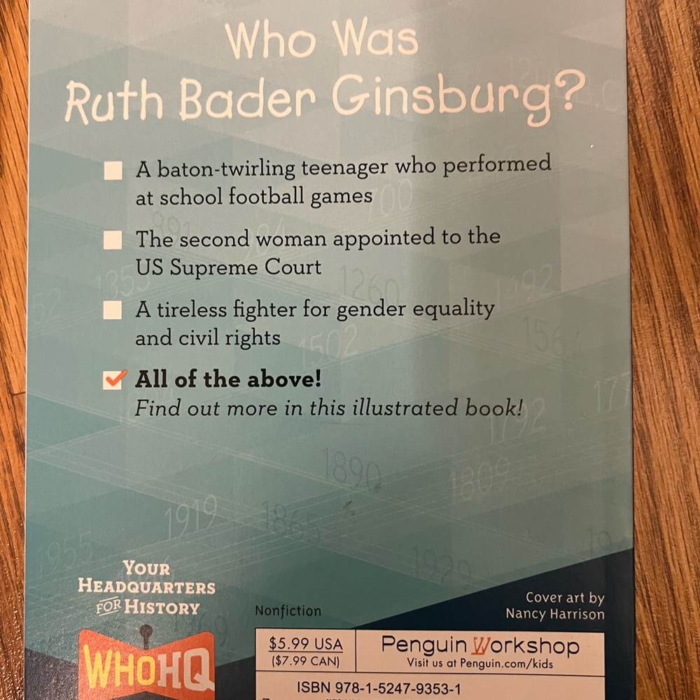 Who Was book: Ruth Bader Ginsburg 
Brand New